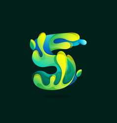 Number Five Eco Logo Made Of Green And Blue