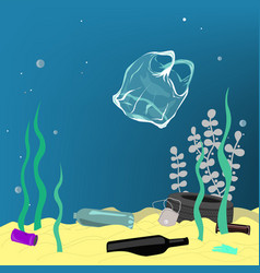 Plastic Pollution Trash Under Sea