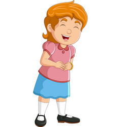 Cartoon Girl Laughing Out Loudly Holding Stomach