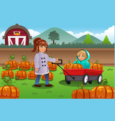 Kids On A Pumpkin Patch Trip