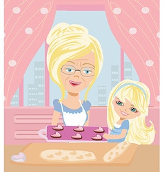 Grandma Baking Cookies With Her Granddaughter