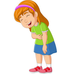 Cartoon Girl Laughing Out Loudly Holding Stomach