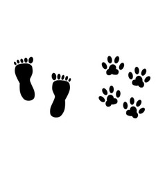 Icon Footprints Barefoot Man And Pet