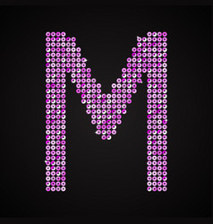 Purple Pink Glitter Sequins Dots Letter - M