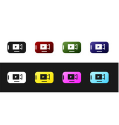 Set Online Play Video Icon Isolated On Black