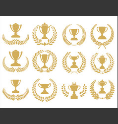 Award Cups Trophy And Laurel Wreaths Icons