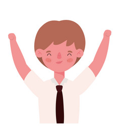 Boy Kid Cartoon With Uniform And Arms Up