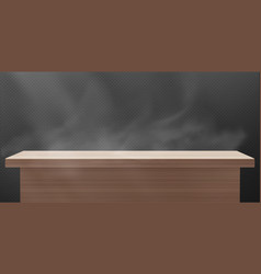 Brown Wood 3d Table Top With Steam Or Smoke