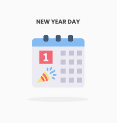 New Year Day Icon Flat