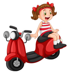 Red Motorcycle With A Girl Cartoon