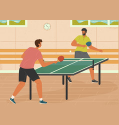 Two Man Playing Ping Pong Game Table Tennis Sport