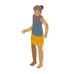 Aborigin Kid Icon Isometric Tribal Female