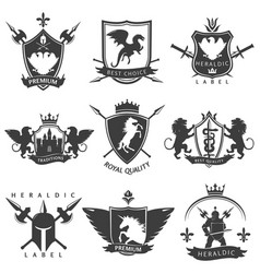 Heraldic Black White Labels