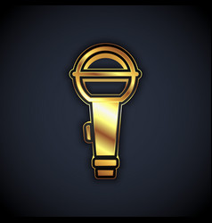 Gold Microphone Icon Isolated On Black Background