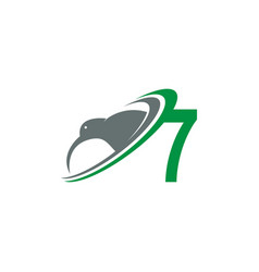 Number 7 With Kiwi Bird Logo Icon Design