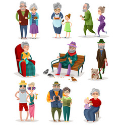 Senior People Cartoon Set