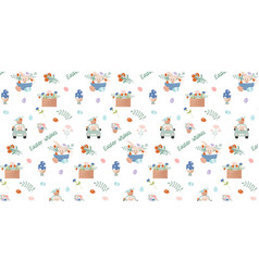 Happy Easter Clip Art Pattern With Cartoon