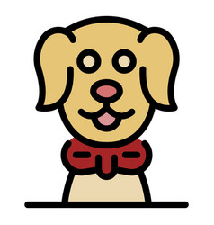 Happy Groomer Dog Icon Color Outline