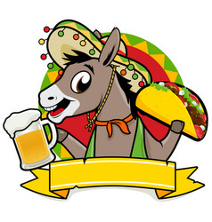 Mexican Donkey Serving Tacos And Beer