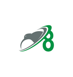 Number 8 With Kiwi Bird Logo Icon Design