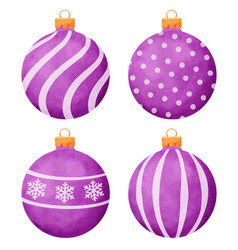 Purple Christmas Balls Watercolor Style