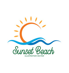 Simple Sunset Beach Wave Icon Symbol