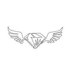 Single Continuous Line Drawing Winged Diamond