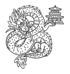 Year Of The Dragon Holding Small Pagoda Isolated