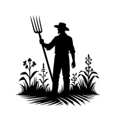 Farmer With A Fork Silhouette