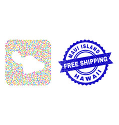 Free Shipping Grunge Stamp And Maui Island Map