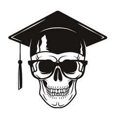 Human Skull With Graduate Cap And Glasses