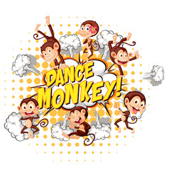 Dance Monkey In Speech Bubble With Many Monkeys