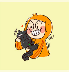 Funny Cute Orange Hoodie Teen Hugging Cat