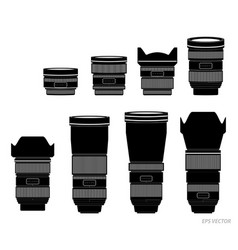 Set Of Silhouette Photography Lens Isolated Eps V