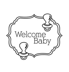 Baby Shower Frame Card With Pacifiers And Welcome