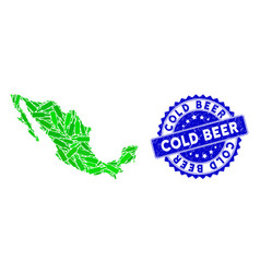 Distress Cold Beer Stamp Seal And Mexican Map