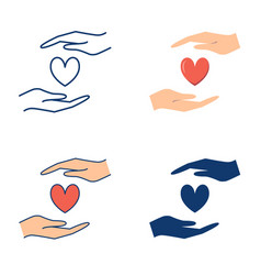 Caring Love Icon Set In Flat And Line Style