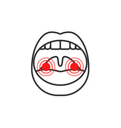 Open Mouth Thin Line Icon Tonsillitis