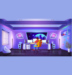 Video Gamer Teen Room Cartoon Background