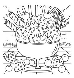 Ice Cream On The Beach Summer Coloring Page