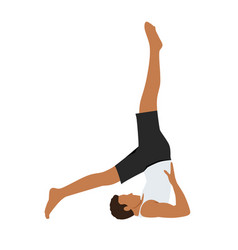 Man Doing Yoga Shoulder Stand Pose Using Hands