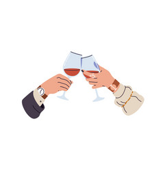 Wineglasses Cheers Two Hands Holding Wine Glasses