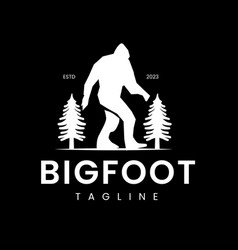 Bigfoot Walking Silhouette Design Tree Symbol