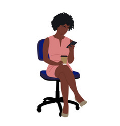 Black Business Woman Sitting With Smart Phone