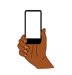 Black Hand Holding Mobile Phone Isolated