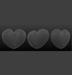 Icons Of 3d Wireframe Heart Shape