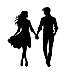 Lovers Couple Holding Hands Silhouette