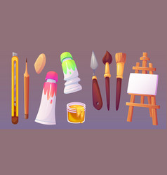 Art Paint Tool Cartoon Easel And Brush For Artist