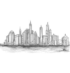 Hand Draw City Skyline Sketch Design