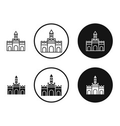 Castle Icon Set In Black And White Outlines